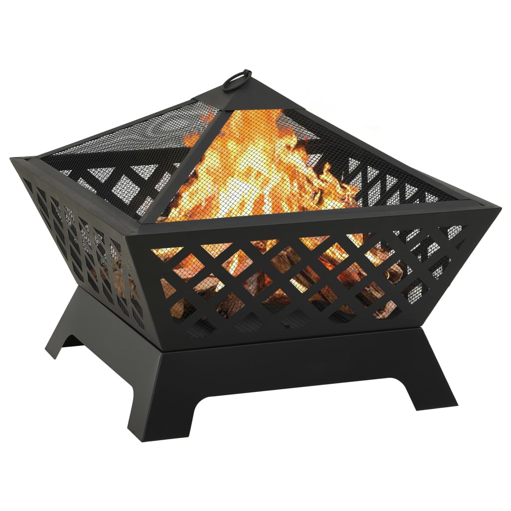vidaXL Fire Pit with Poker 25.2" XXL Steel - Loft&Timber
