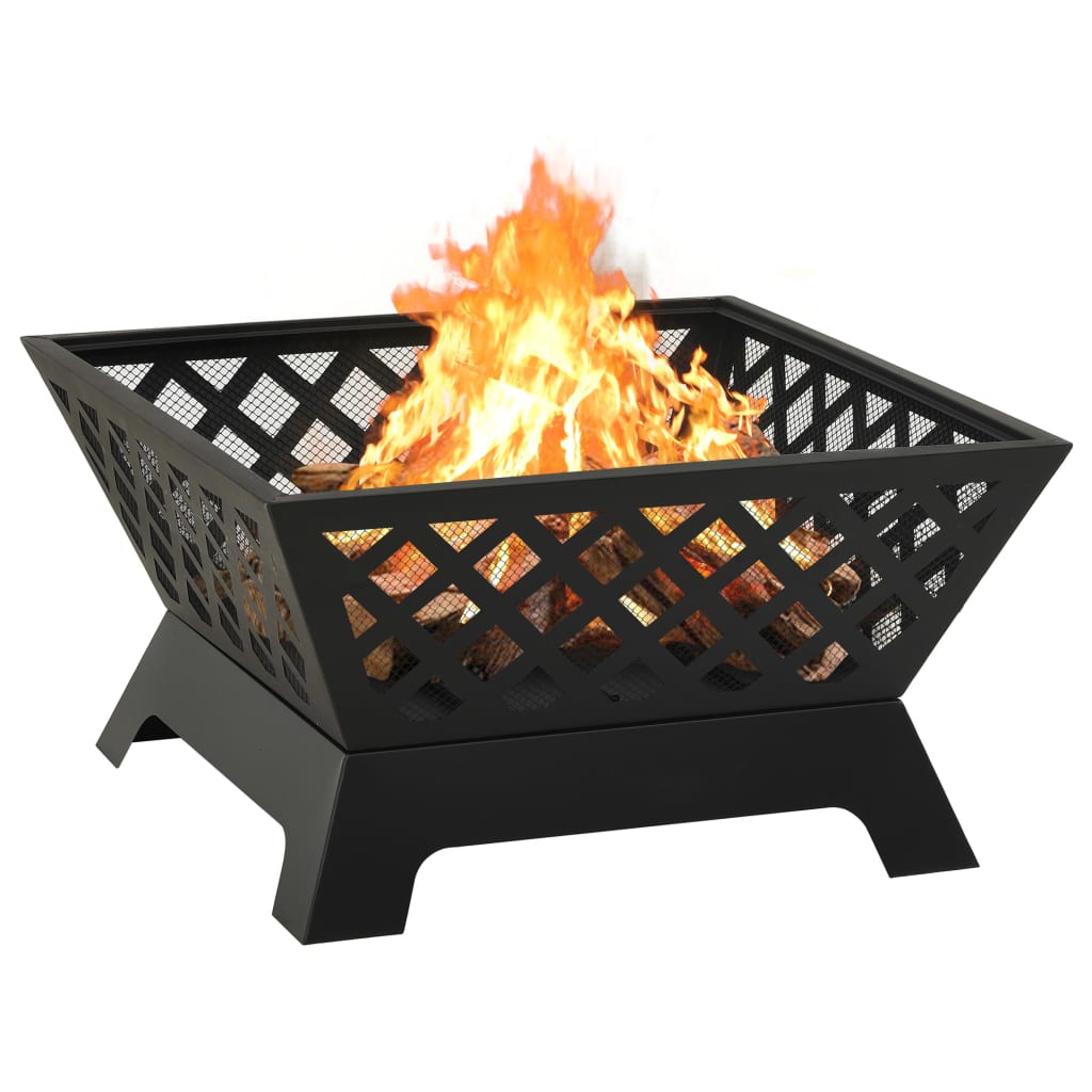 vidaXL Fire Pit with Poker 25.2" XXL Steel - Loft&Timber