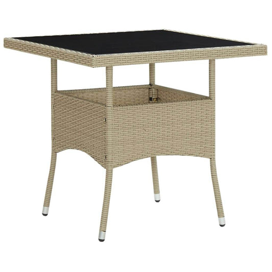 vidaXL Outdoor Dining Table Garden Porch Patio Table with Glass Top PE Rattan - Loft&Timber