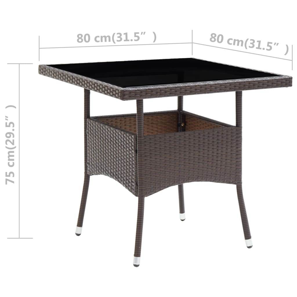 vidaXL Outdoor Dining Table Garden Porch Patio Table with Glass Top PE Rattan - Loft&Timber