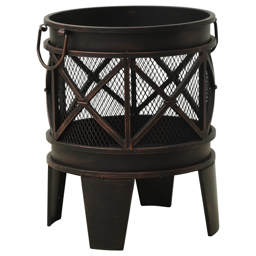 vidaXL Rustic Fire Pit with Poker Φ16.5"21.3" Steell - Loft&Timber