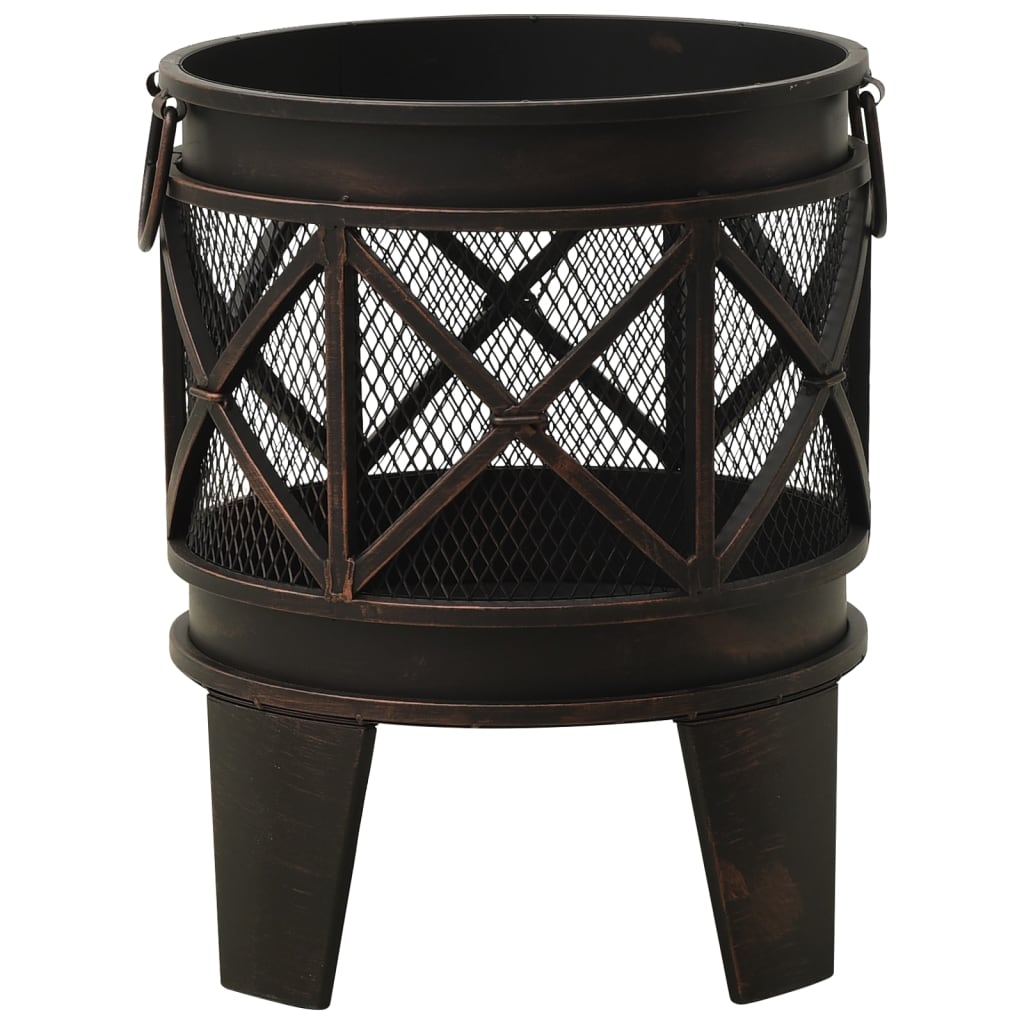 vidaXL Rustic Fire Pit with Poker Φ16.5"21.3" Steell - Loft&Timber