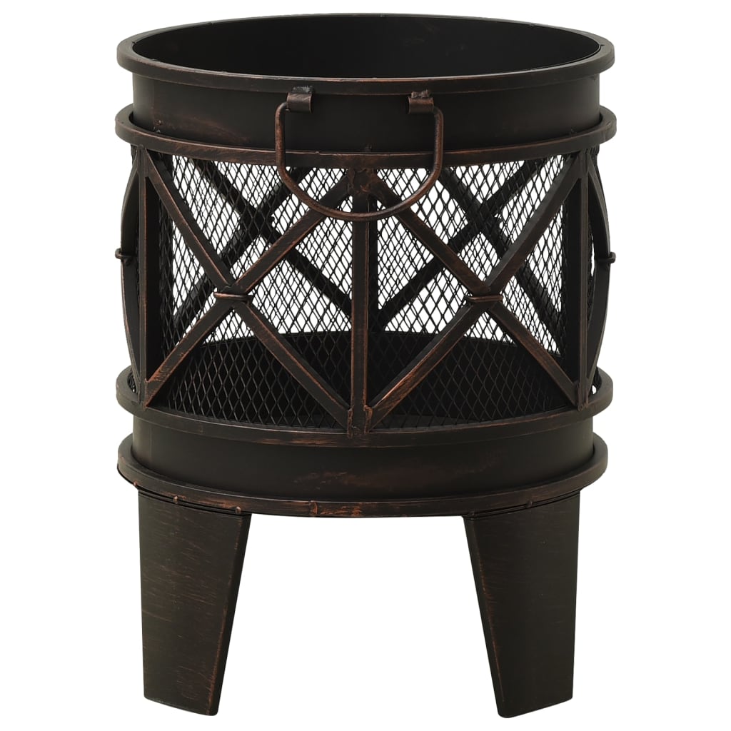 vidaXL Rustic Fire Pit with Poker Φ16.5"21.3" Steell - Loft&Timber