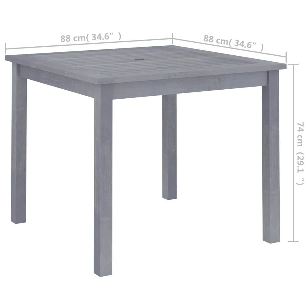 vidaXL Outdoor Dining Table Patio Table with Umbrella Hole Solid Acacia Wood - Loft&Timber