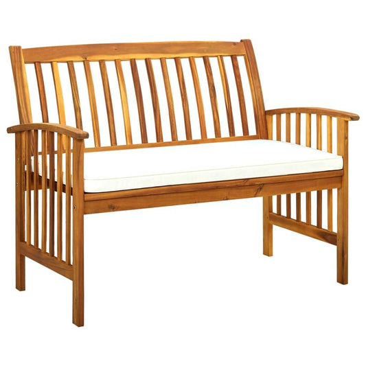 vidaXL Outdoor Patio Bench Garden Park Bench with Cushion Solid Wood Acacia - Loft&Timber