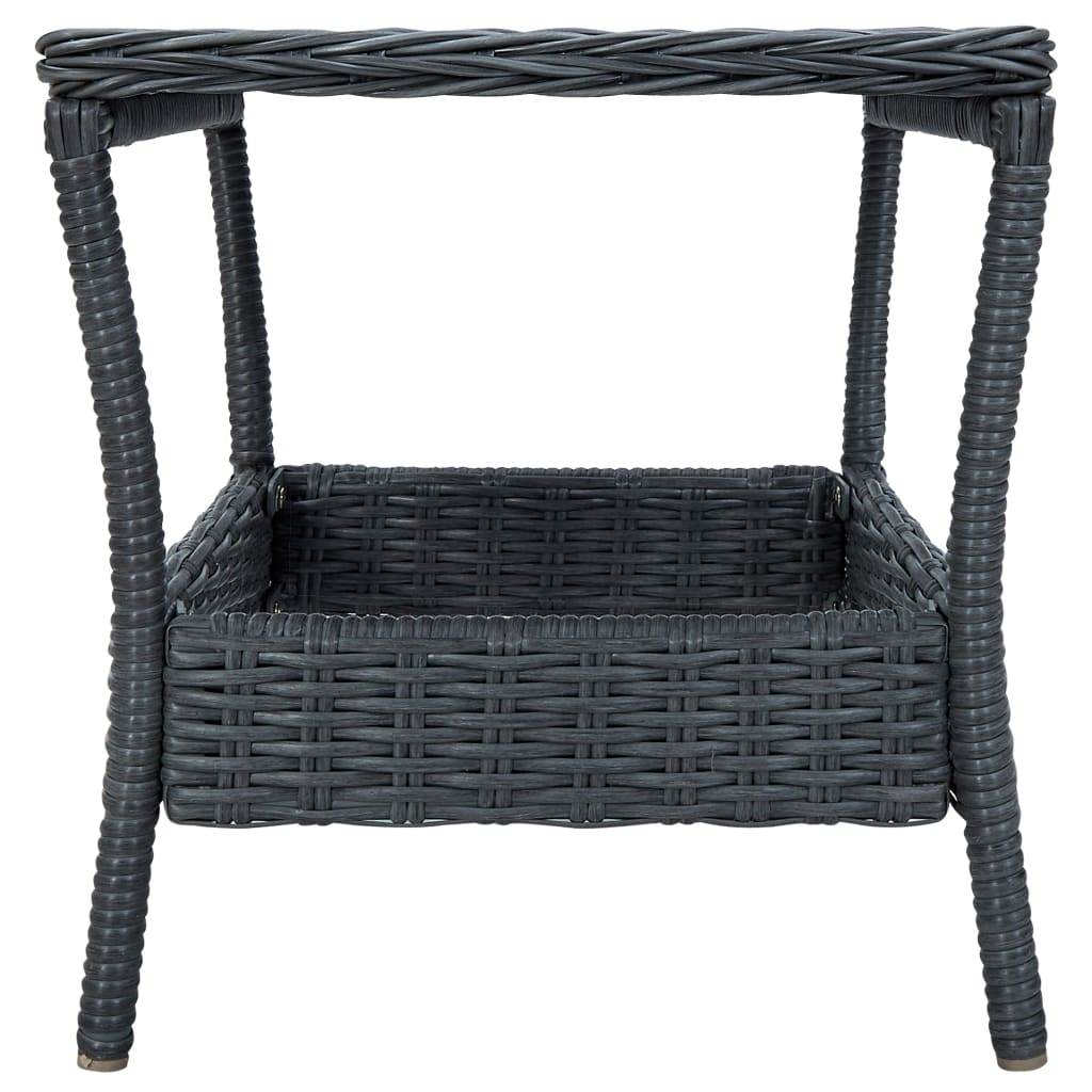 vidaXL Outdoor Side Table Garden Patio Porch End Table with Storage PE Rattan - Loft&Timber