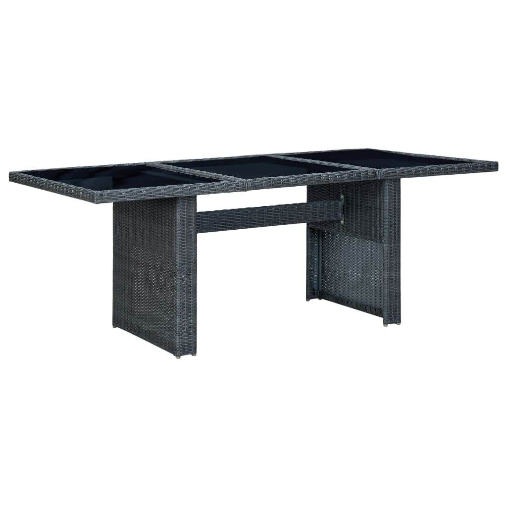 vidaXL Outdoor Dining Table Garden Porch Patio Table with Glass Top PE Rattan - Loft&Timber