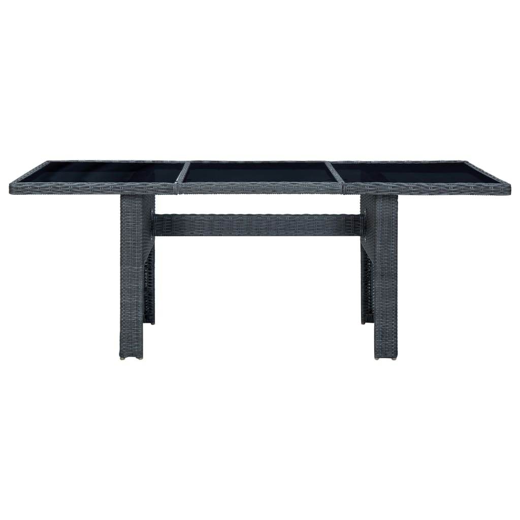 vidaXL Outdoor Dining Table Garden Porch Patio Table with Glass Top PE Rattan - Loft&Timber