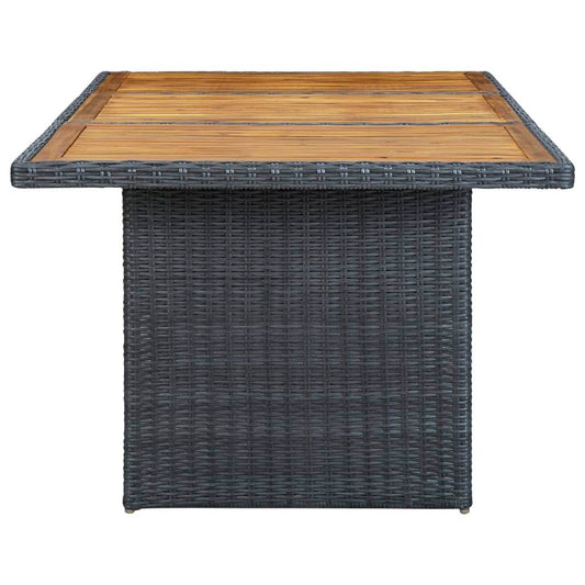 vidaXL Outdoor Dining Table Garden Porch Patio Table with Glass Top PE Rattan - Loft&Timber