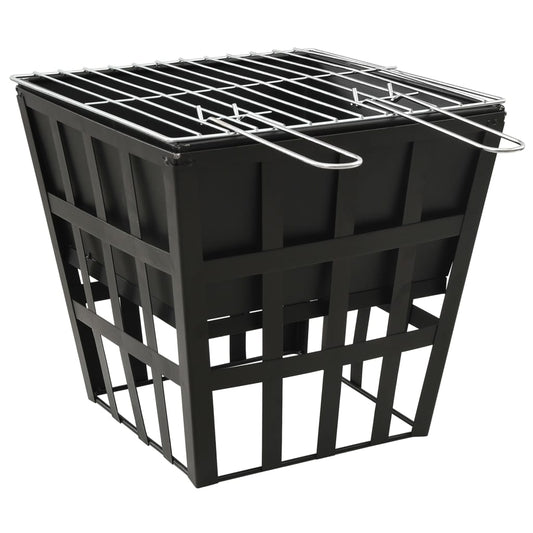 vidaXL 2-in-1 Fire Pit and BBQ 13.4"x13.4"x18.9" Steel - Loft&Timber