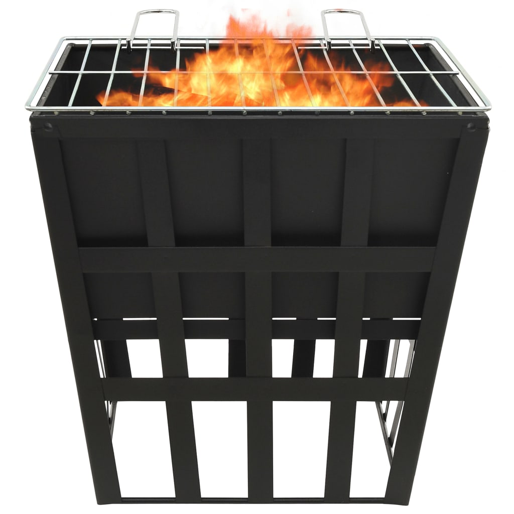 vidaXL 2-in-1 Fire Pit and BBQ 13.4"x13.4"x18.9" Steel - Loft&Timber