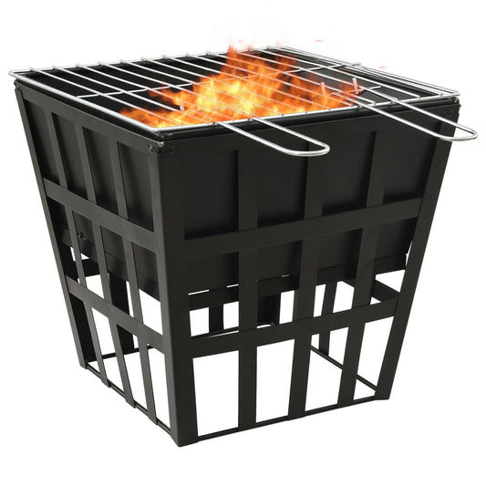 vidaXL 2-in-1 Fire Pit and BBQ 13.4"x13.4"x18.9" Steel - Loft&Timber