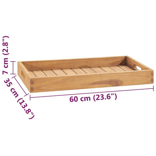 vidaXL Serving Tray Wooden Serving Plate with Raised Edges Solid Wood Teak - Loft&Timber