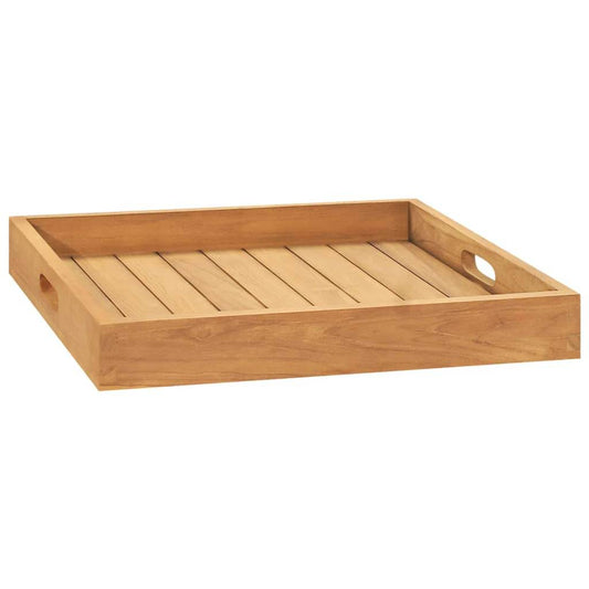 vidaXL Serving Tray Wooden Serving Plate with Raised Edges Solid Wood Teak - Loft&Timber