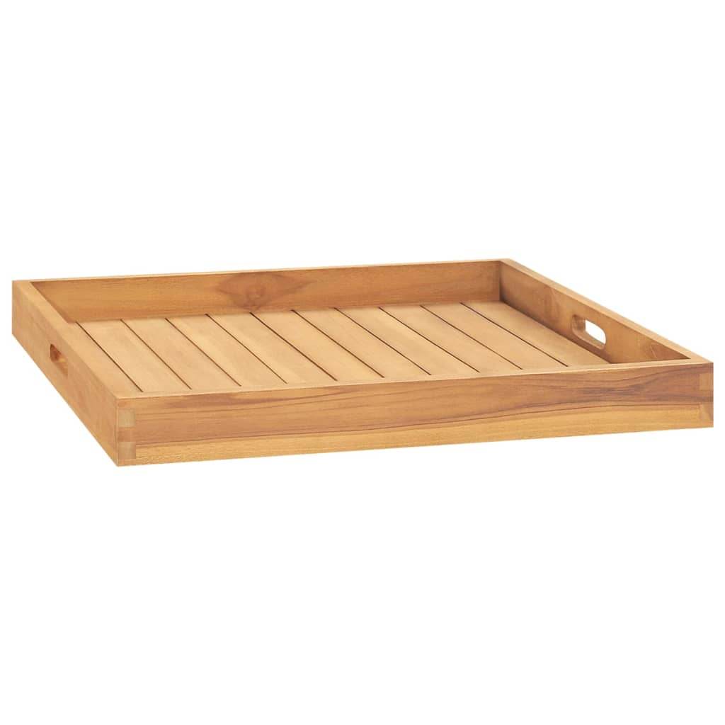 vidaXL Serving Tray Wooden Serving Plate with Raised Edges Solid Wood Teak - Loft&Timber
