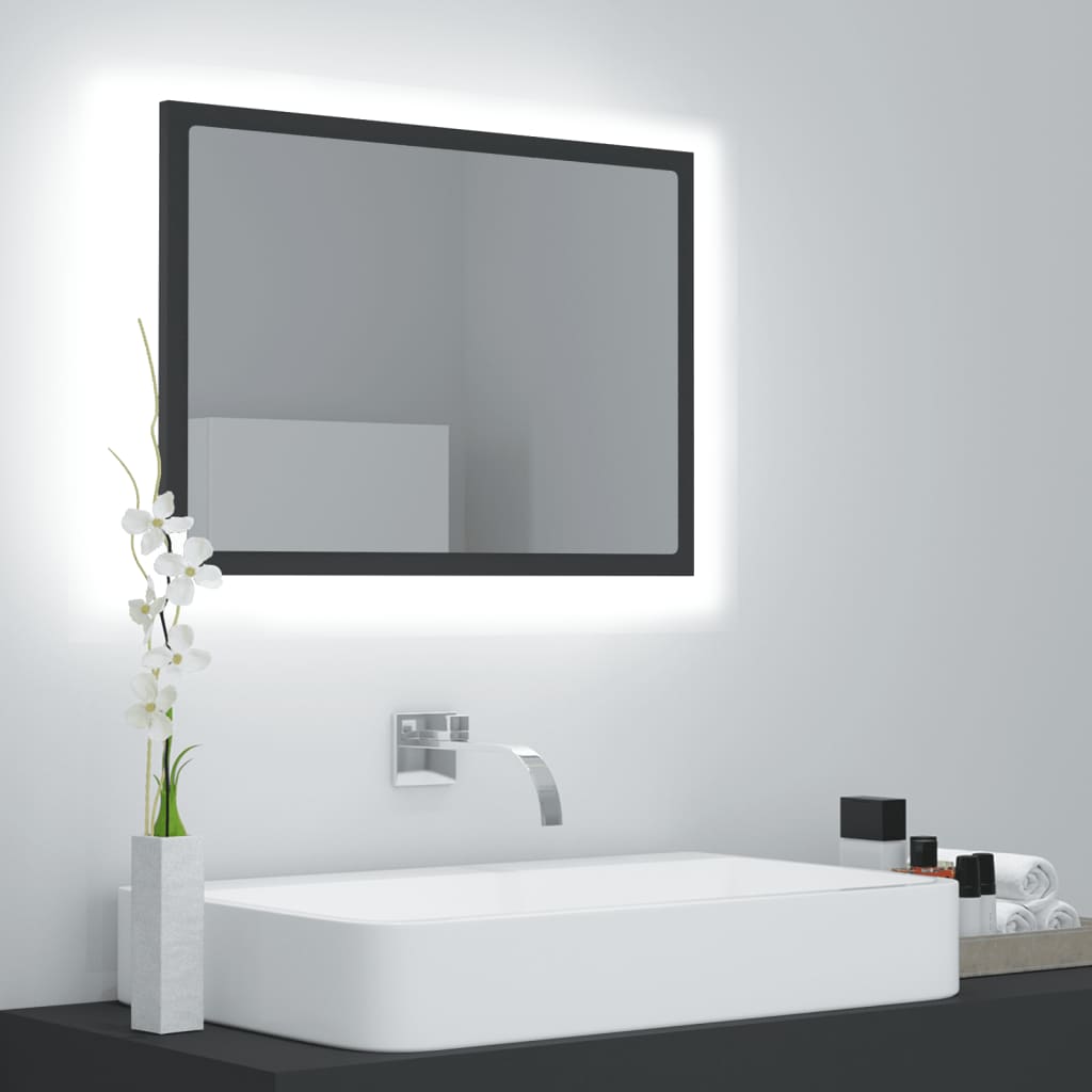 vidaXL Bathroom Mirror LED Wall Mounted Vanity Mirror for Powder Room Acrylic-0