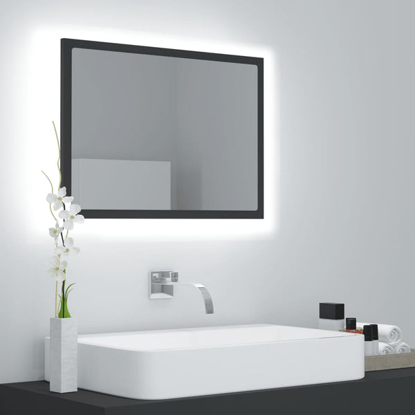 vidaXL Bathroom Mirror LED Wall Mounted Vanity Mirror for Powder Room Acrylic-0