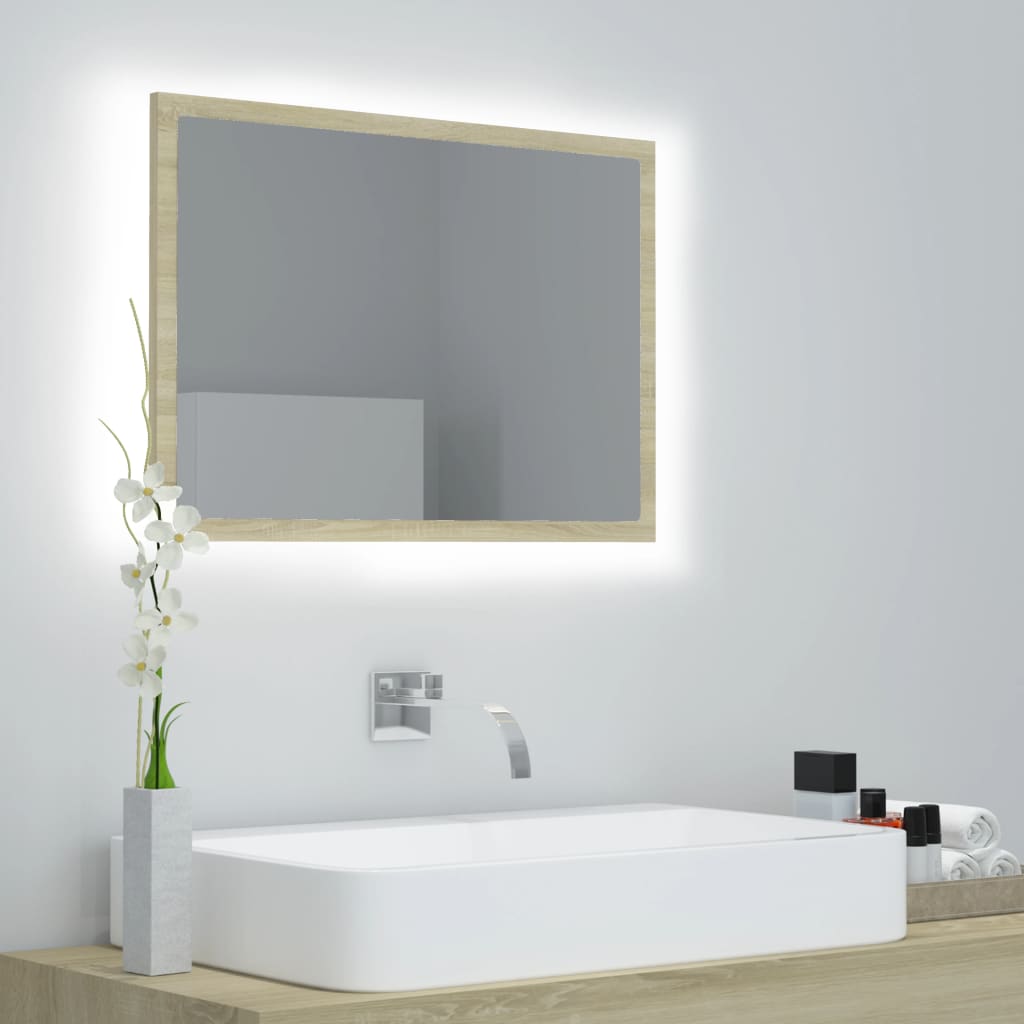 vidaXL Bathroom Mirror LED Wall Mounted Vanity Mirror for Powder Room Acrylic-7