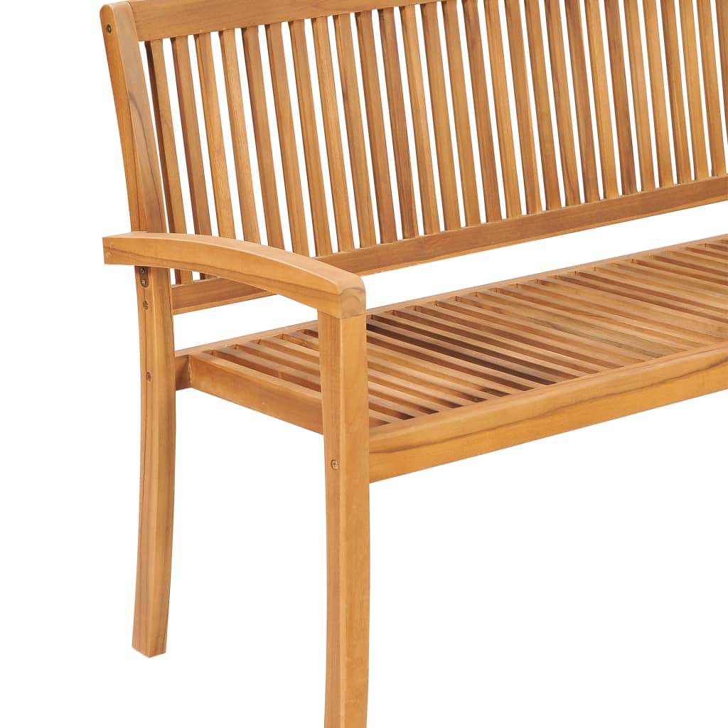 vidaXL Outdoor Patio Bench Stacking Patio Bench with Cushion Solid Wood Teak - Loft&Timber