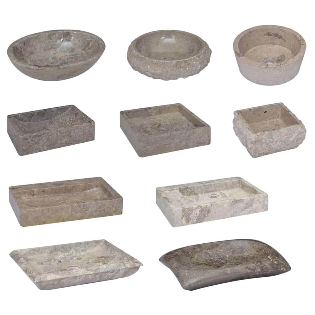 vidaXL Sink Above Counter Vanity Wash Basin Vessel Sink for Bathroom Marble - Loft&Timber