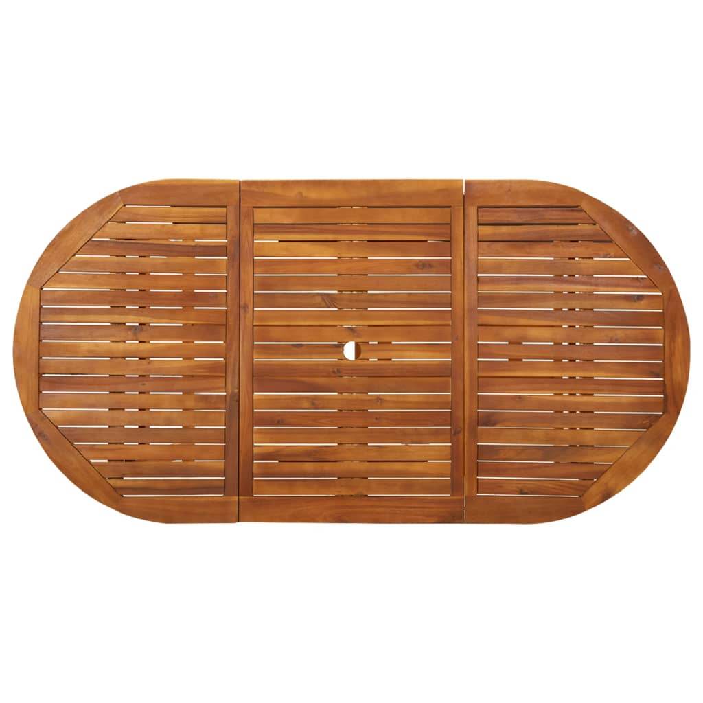 vidaXL Outdoor Dining Table Patio Table with Umbrella Hole Solid Wood Acacia - Loft&Timber