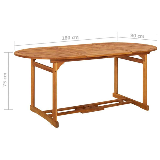 vidaXL Outdoor Dining Table Patio Table with Umbrella Hole Solid Wood Acacia - Loft&Timber