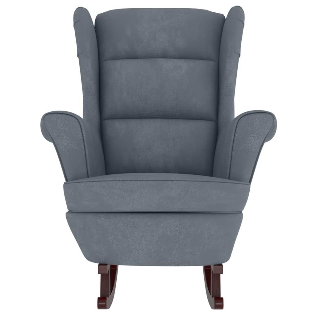 VidaXL Rocking Chair with Solid Wood Rubber Legs Dark Gray Velvet - Loft&Timber