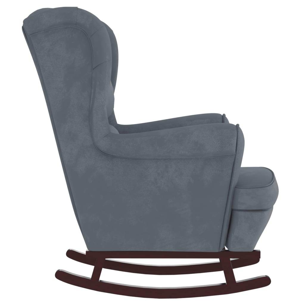VidaXL Rocking Chair with Solid Wood Rubber Legs Dark Gray Velvet - Loft&Timber