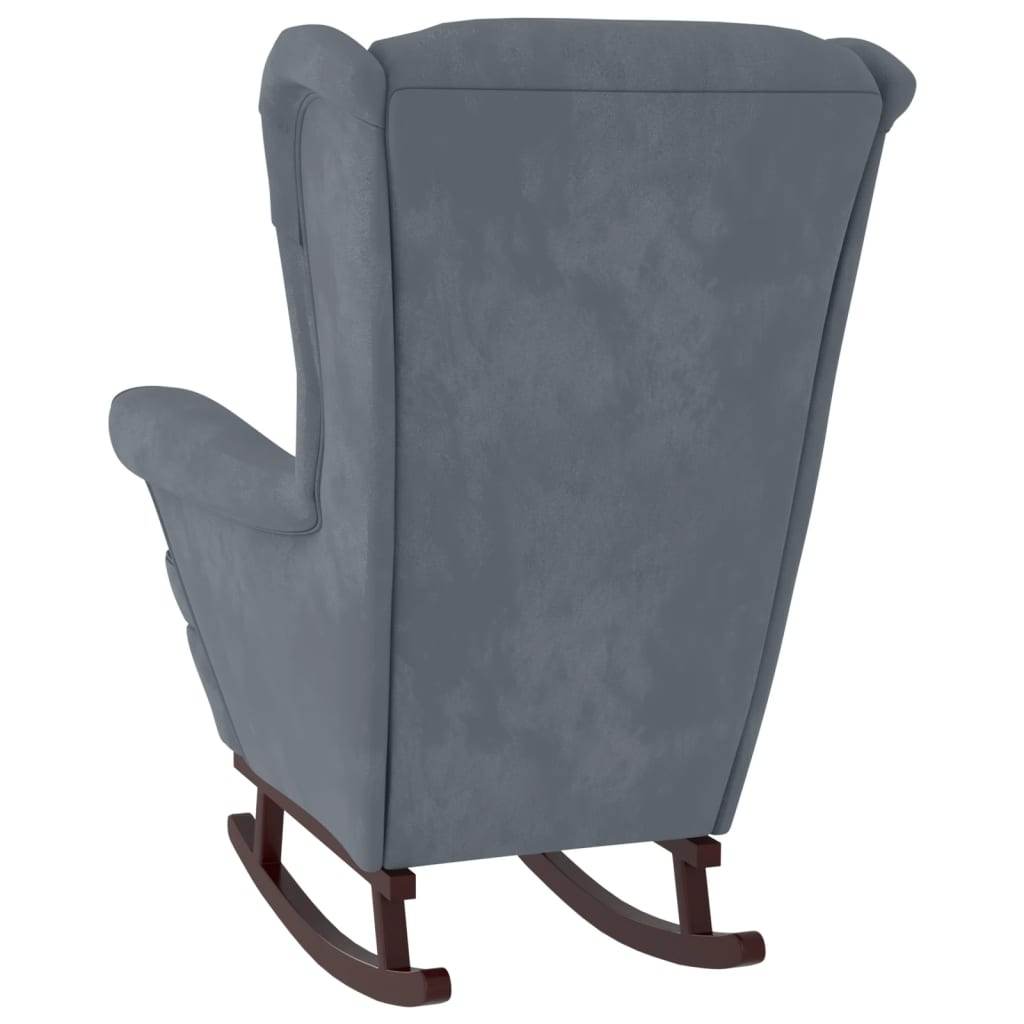 VidaXL Rocking Chair with Solid Wood Rubber Legs Dark Gray Velvet - Loft&Timber