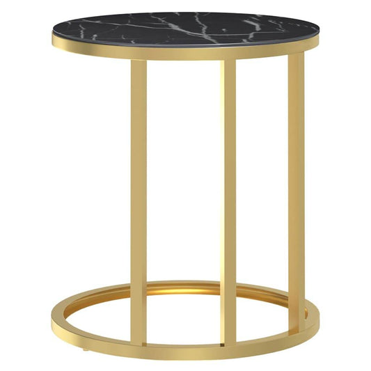 vidaXL Side Table Accent Round Coffee Table Furniture Marble Tempered Glass - Loft&Timber