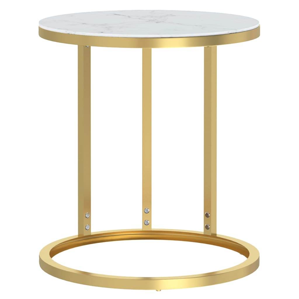 vidaXL Side Table Accent Round Coffee Table Furniture Marble Tempered Glass - Loft&Timber