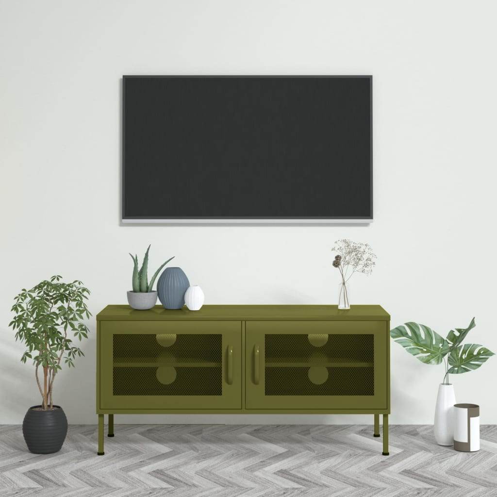 vidaXL TV Stand TV Unit Sideboard Home TV Console Media Unit Cupboard Steel - Loft&Timber