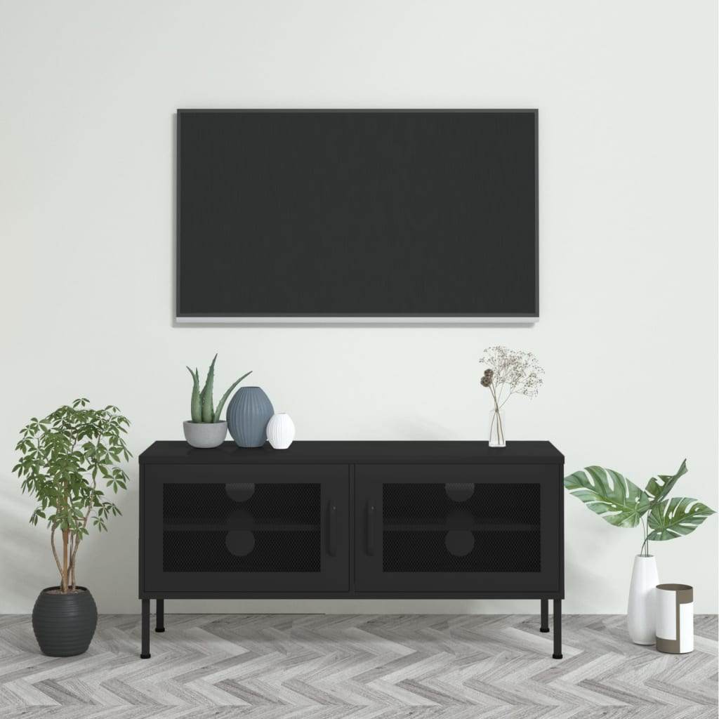vidaXL TV Stand TV Unit Sideboard Home TV Console Media Unit Cupboard Steel - Loft&Timber