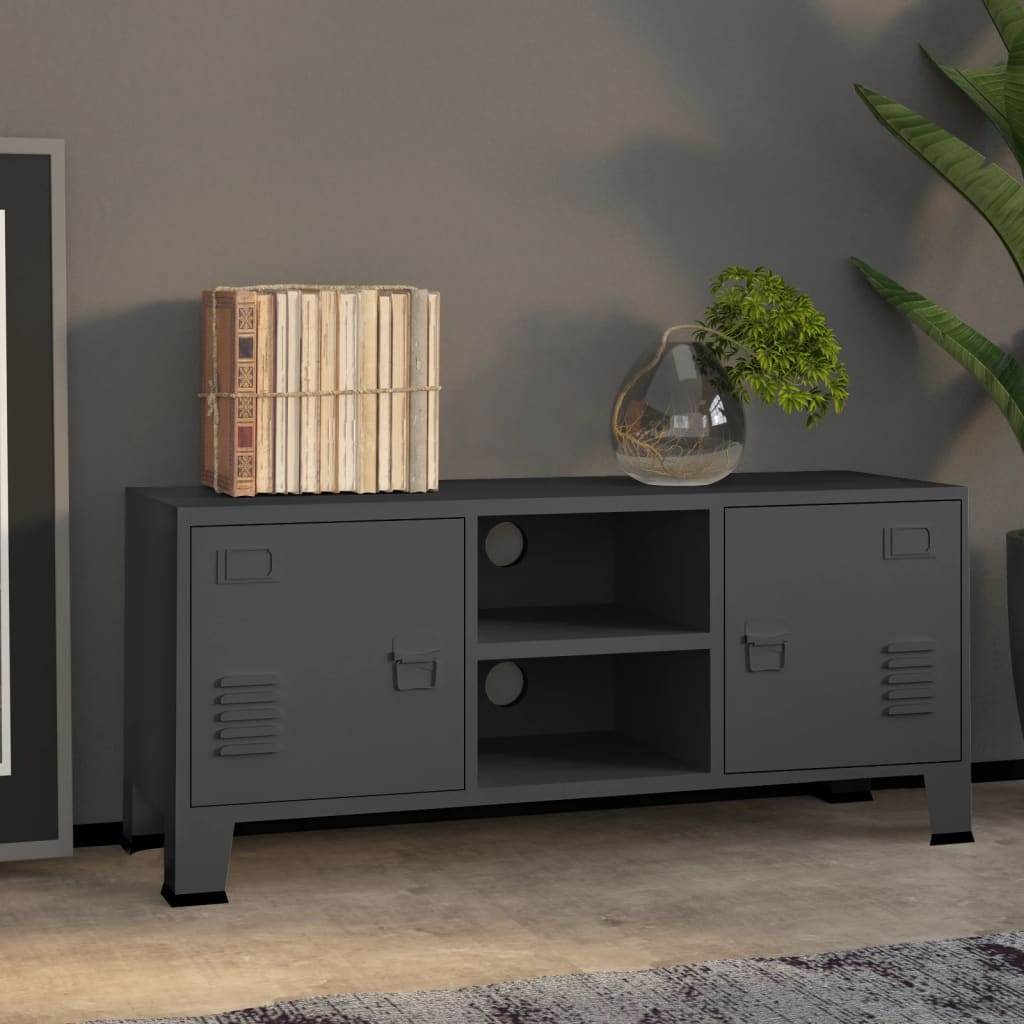vidaXL TV Stand TV Console Sideboard TV Unit Home Media Unit Cupboard Metal - Loft&Timber