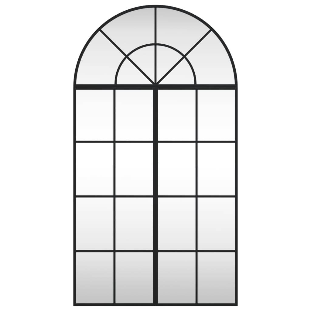 vidaXL Wall Mirror Decorative Wall Mounted Mirror for Bathroom Black Arch Iron - Loft&Timber