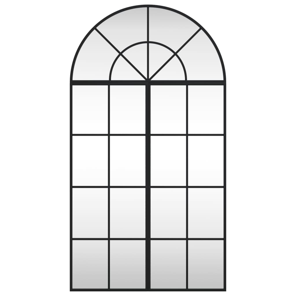 vidaXL Wall Mirror Decorative Wall Mounted Mirror for Bathroom Black Arch Iron-1