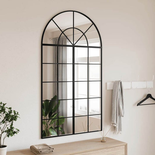 vidaXL Wall Mirror Decorative Wall Mounted Mirror for Bathroom Black Arch Iron - Loft&Timber