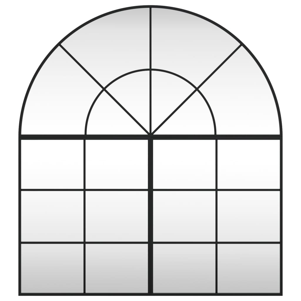 vidaXL Wall Mirror Decorative Wall Mounted Mirror for Bathroom Black Arch Iron-1
