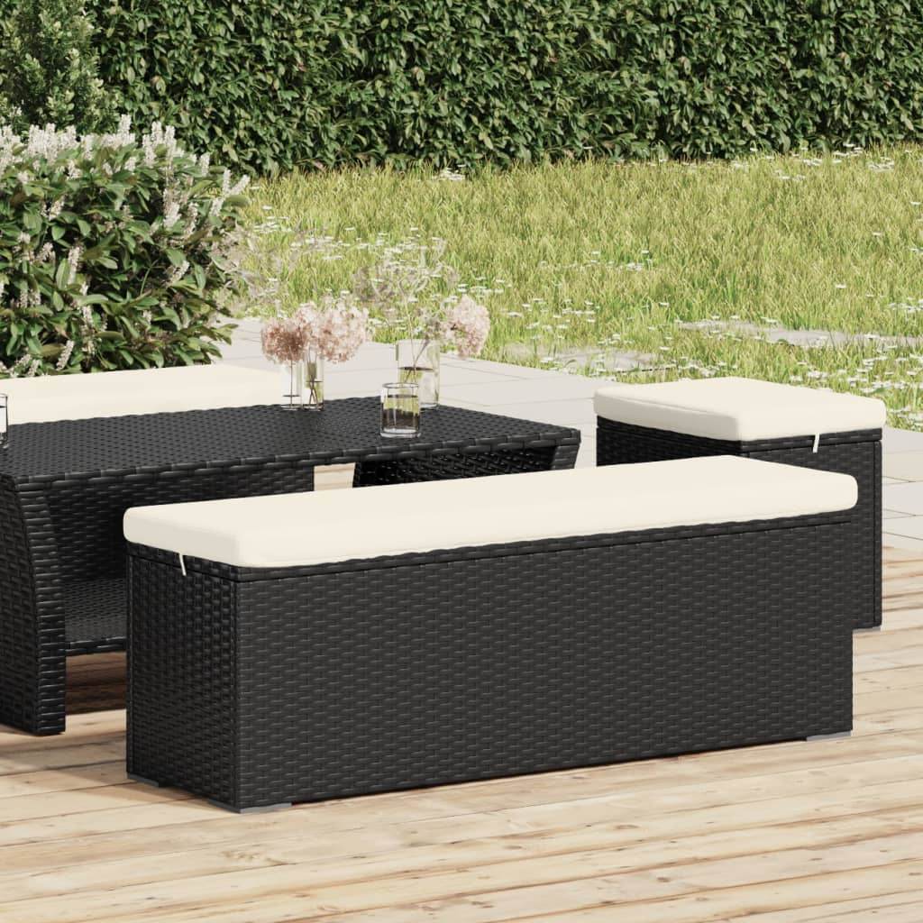 vidaXL Ottoman Bench with Cushion Outdoor Wicker Dining Bench Poly Rattan - Loft&Timber