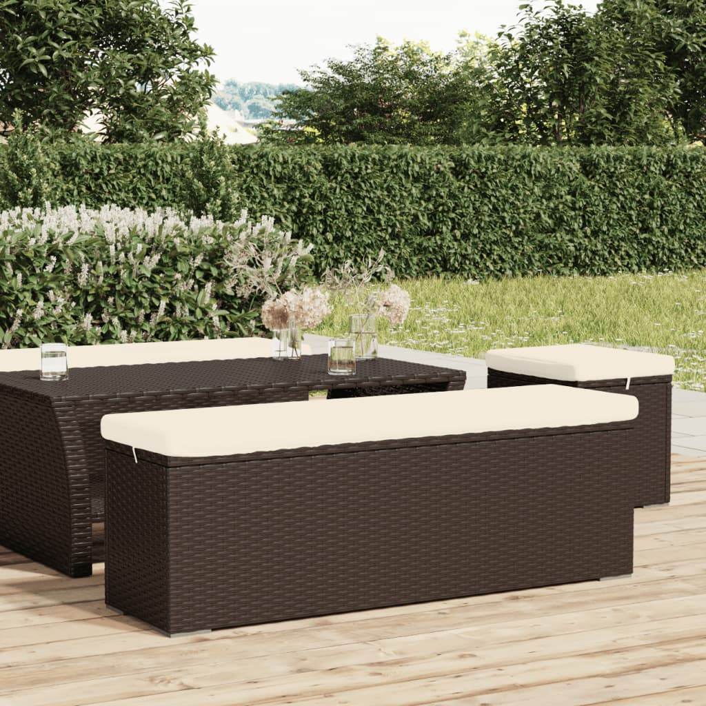 vidaXL Ottoman Bench with Cushion Outdoor Wicker Dining Bench Poly Rattan - Loft&Timber