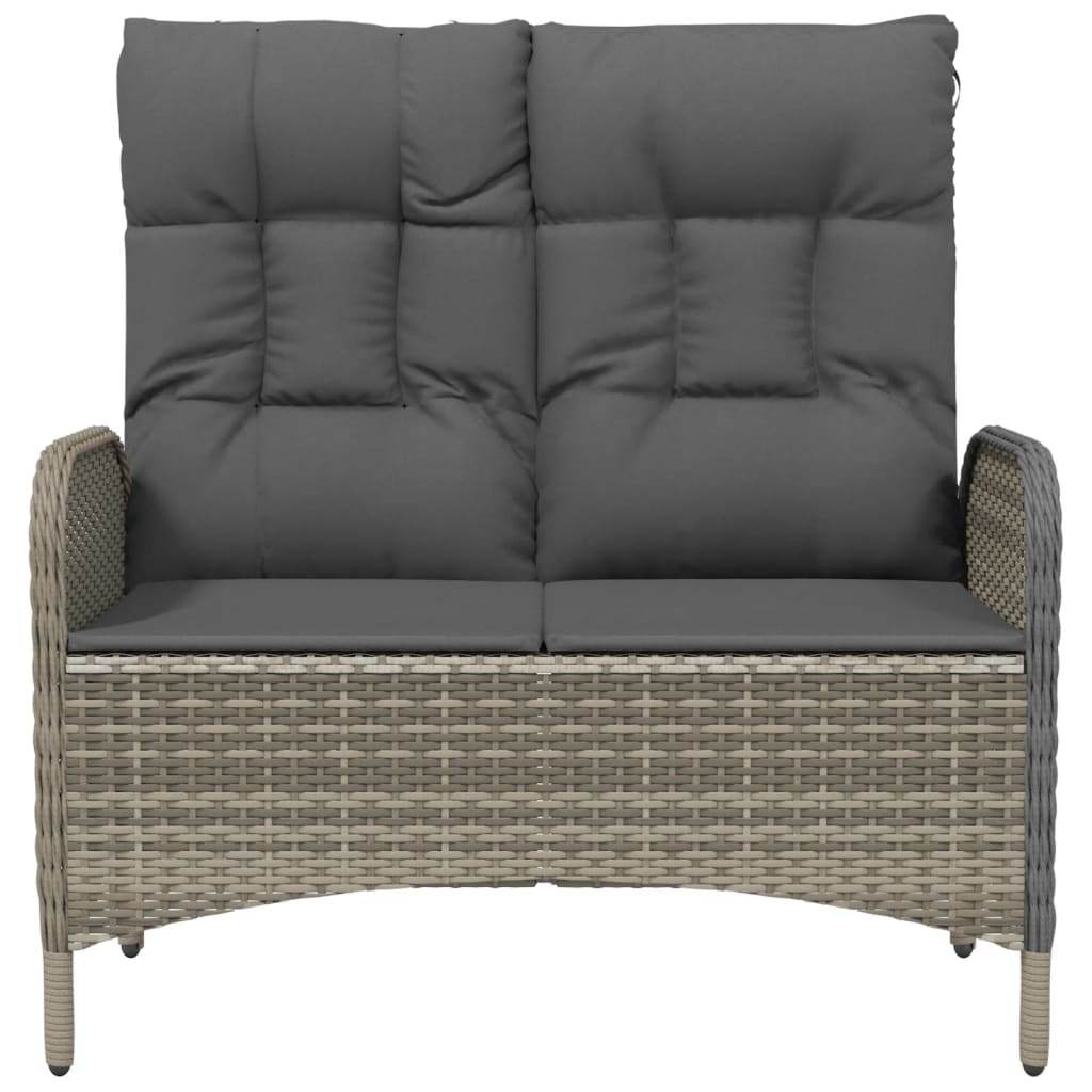 vidaXL Patio Bench Outdoor Reclining Dining Bench with Cushions Poly Rattan - Loft&Timber