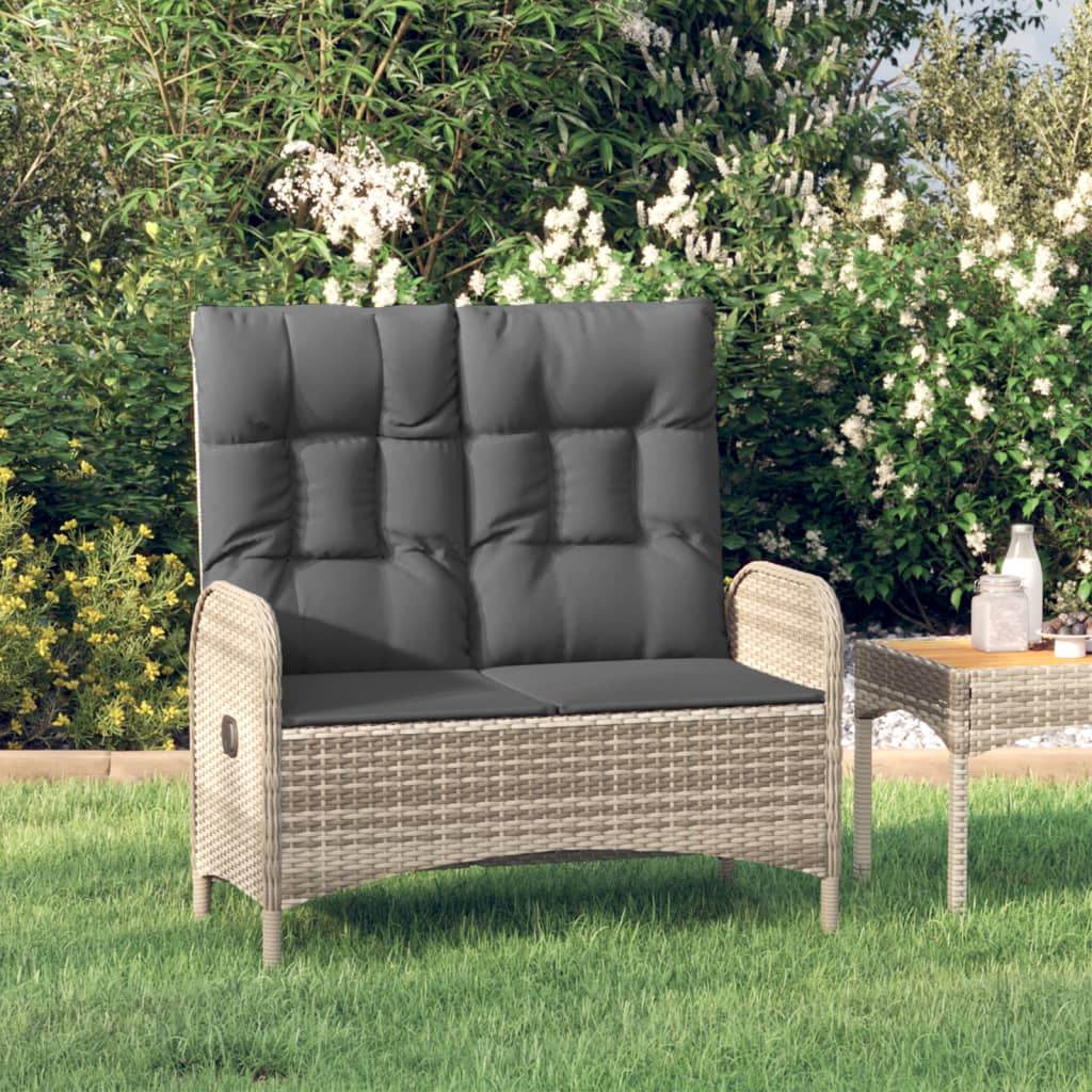 vidaXL Patio Bench Outdoor Reclining Dining Bench with Cushions Poly Rattan - Loft&Timber