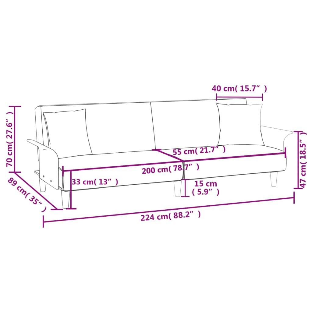 vidaXL Sofa Bed with Armrests Fabric Sofa Recliner Sleeper Sofa Daybed Couch - Loft&Timber