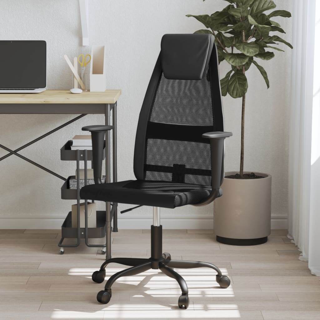 vidaXL Office Chair Rolling Computer Desk Chair Mesh Fabric and Faux Leather - Loft&Timber