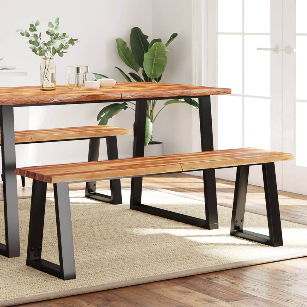 vidaXL Bench with Live Edge Dining Bench Living Room Seating Solid Wood Acacia - Loft&Timber