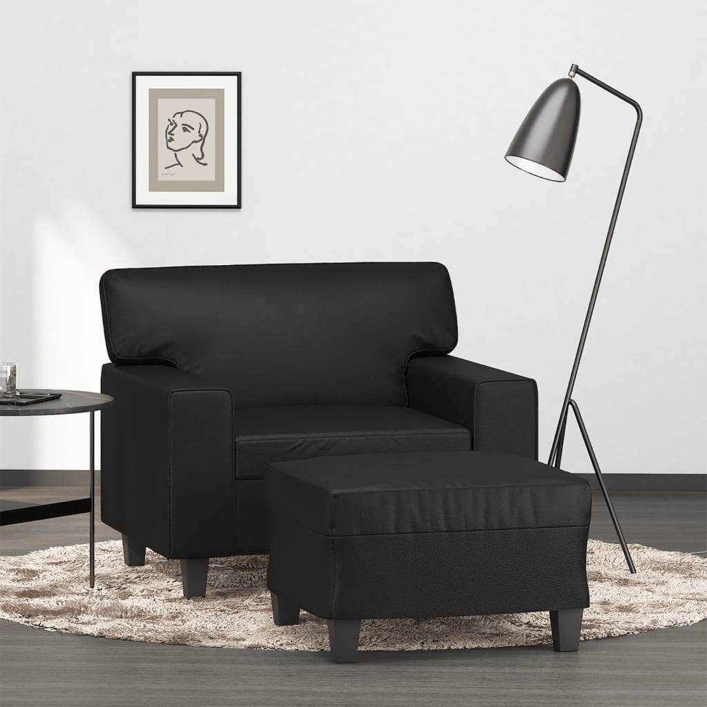 vidaXL Sofa Chair Accent Single Sofa Armchair with Footstool Faux Leather - Loft&Timber