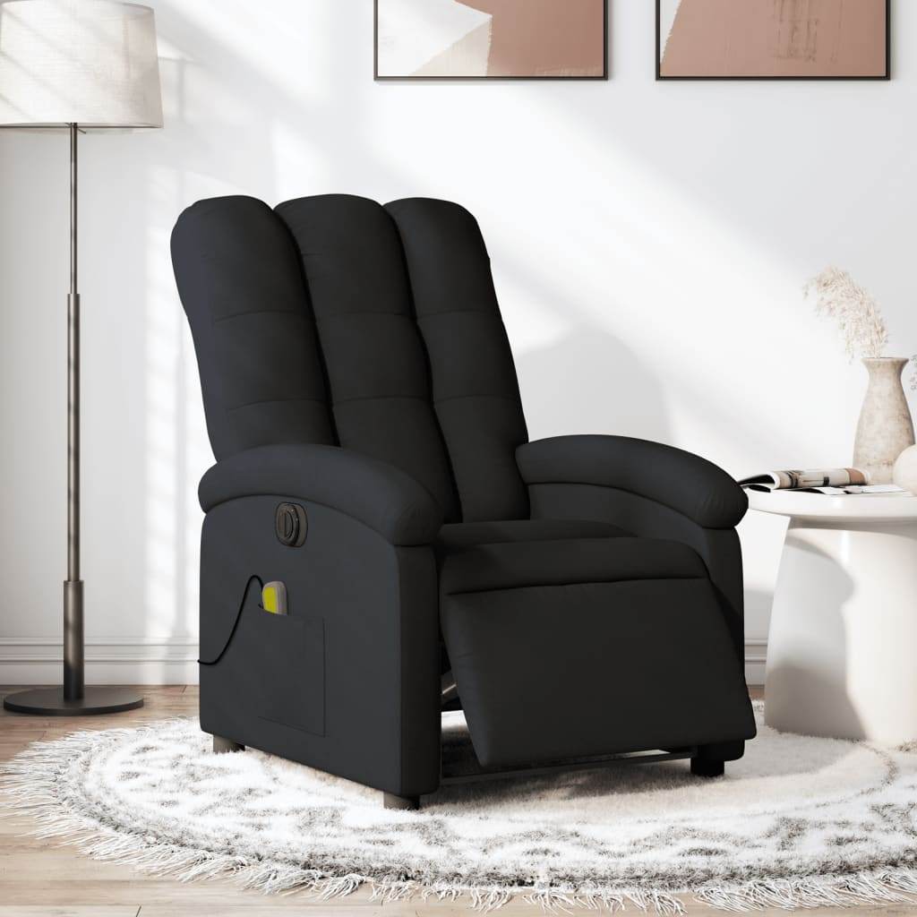 vidaXL Electric Massage Recliner Chair Black Fabric - Loft&Timber