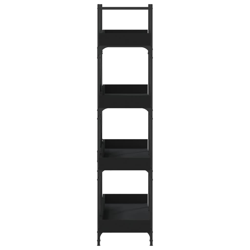 vidaXL Bookcase 4-Tier Black 39.4"x13"x57.3" Engineered Wood - Loft&Timber