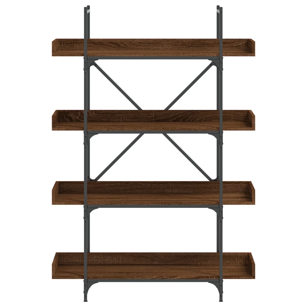 vidaXL Bookcase 4-Tier Brown Oak 39.4"x13"x57.3" Engineered Wood - Loft&Timber
