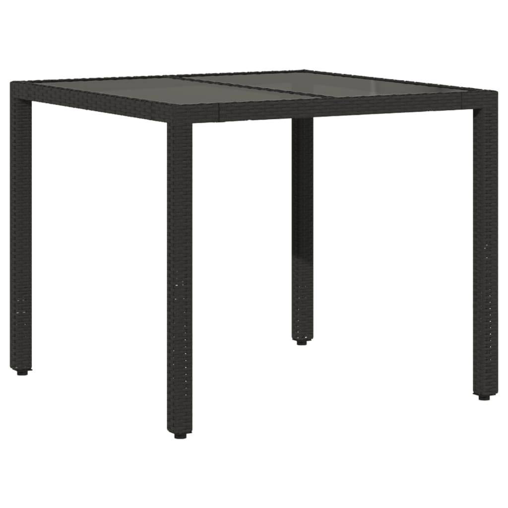 vidaXL Patio Table with Glass Top Outdoor Furniture Dining Table Poly Rattan - Loft&Timber